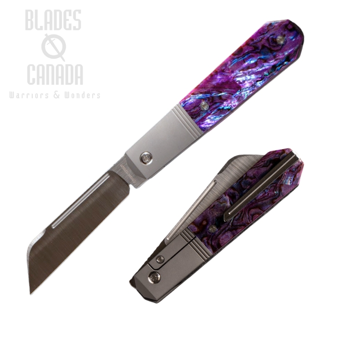 (Coming Soon)Jack Wolf After Hours Jack Folding Knife, S90V Satin, Abalone Purple, AFTER-02-PUR-ABALONE